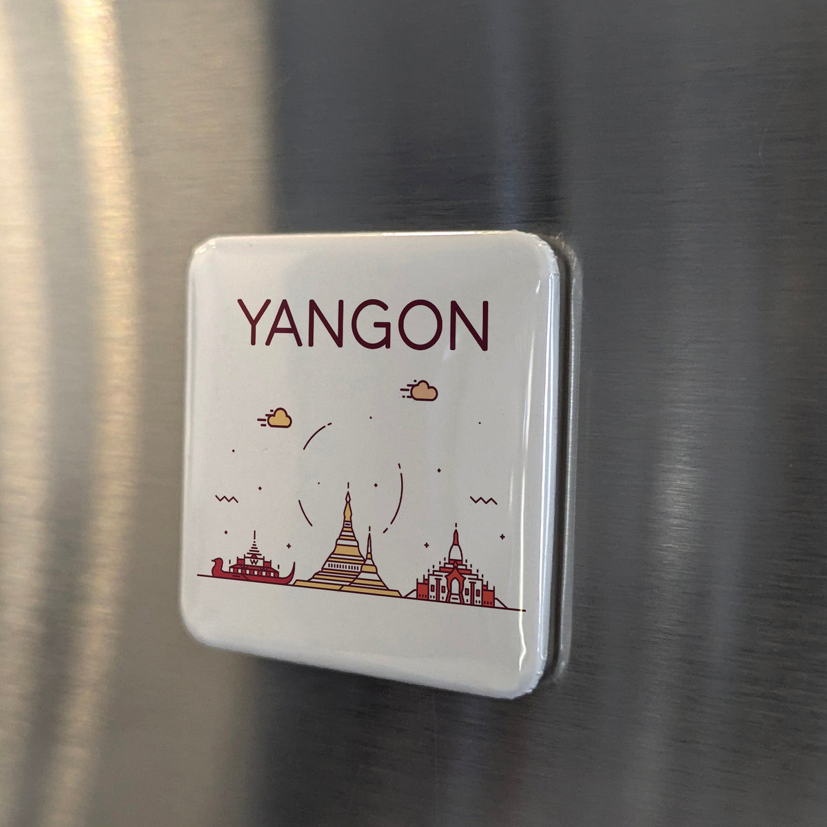Yangon Myanmar Asia Magnet | Golden Pagoda City on the Yangon River | 2x2 | Made in Canada