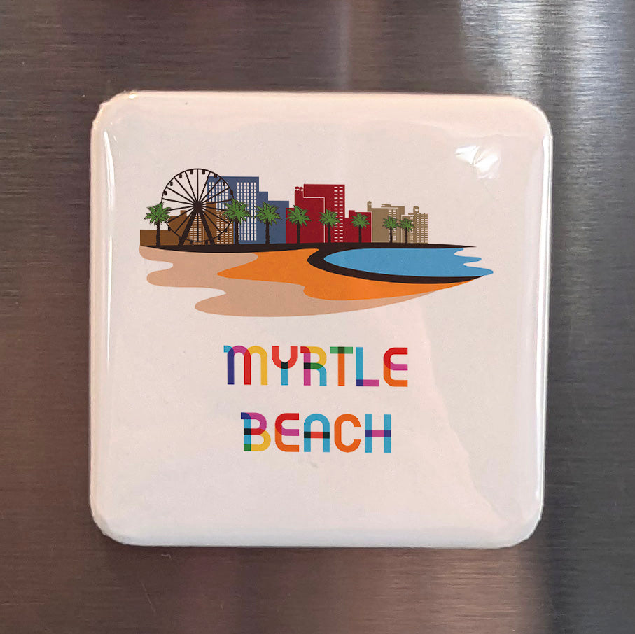 Aimant Myrtle Beach Caroline du Sud | Boardwalk City | 2x2 | Fabriqué au Canada