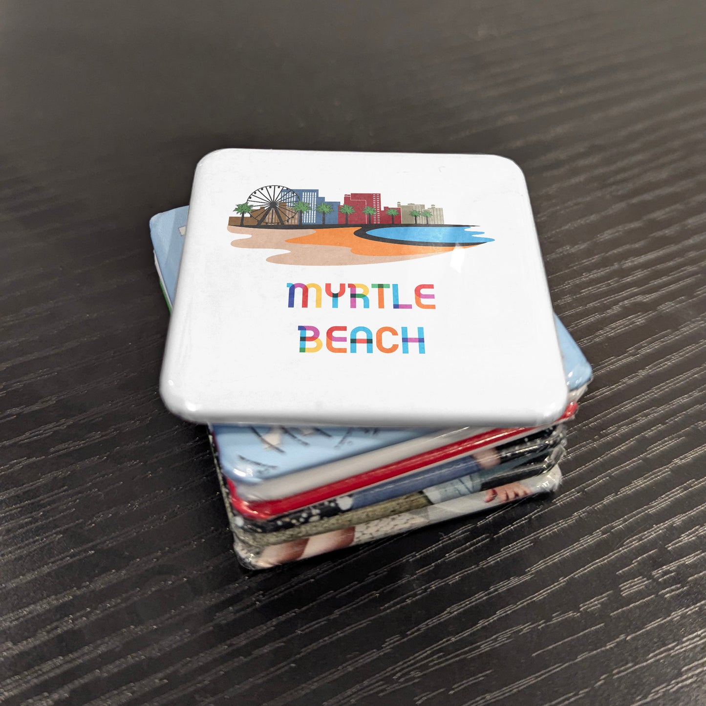 Aimant Myrtle Beach Caroline du Sud | Boardwalk City | 2x2 | Fabriqué au Canada