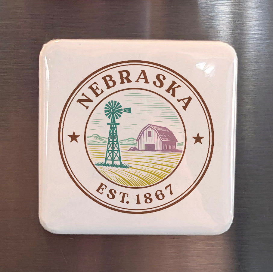 Nebraska Magnet | The Cornhusker State | 2×2 | Made in Canada - PhiloPerse