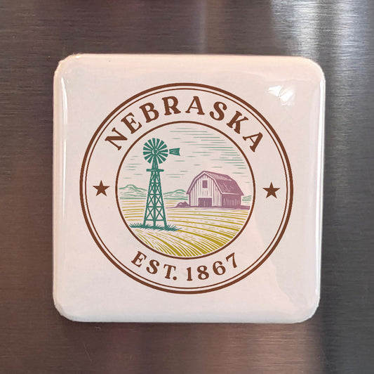 Nebraska Magnet | The Cornhusker State | 2×2 | Made in Canada - PhiloPerse