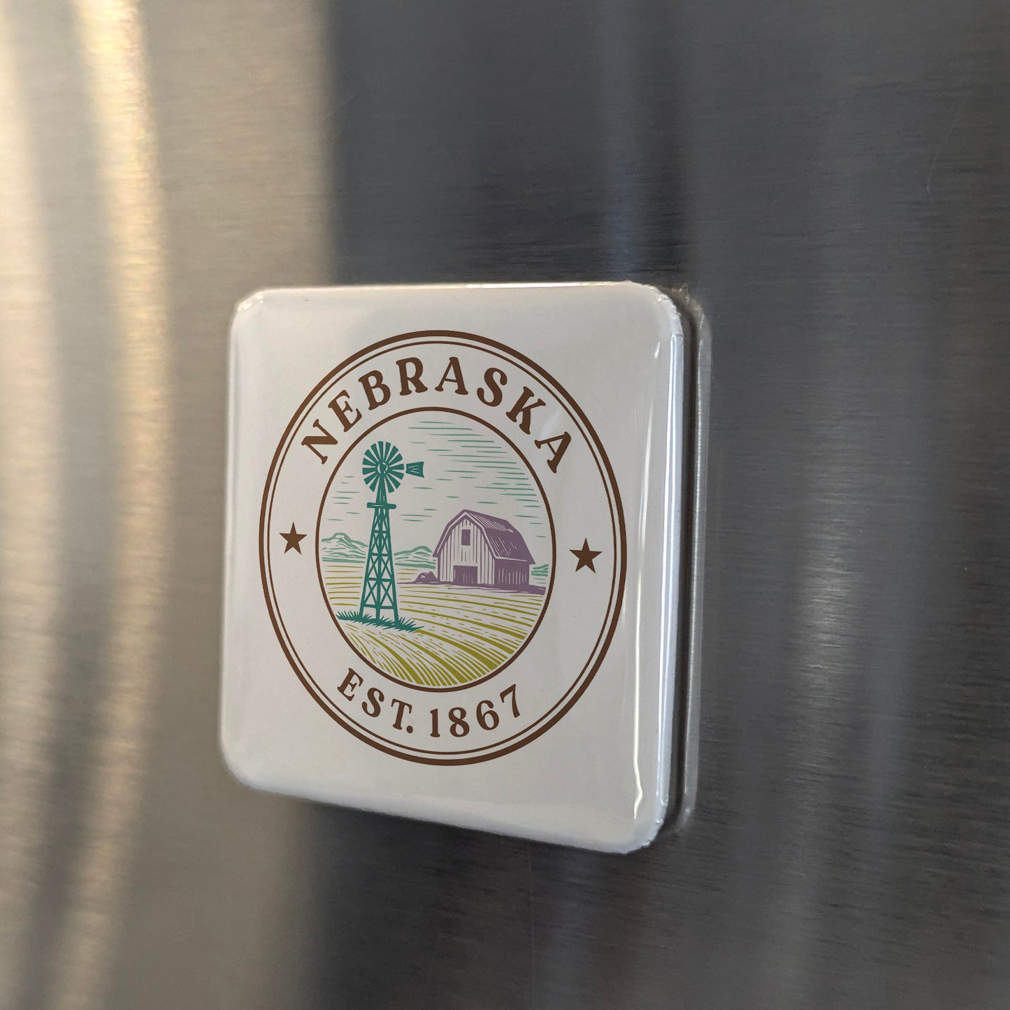 Nebraska Magnet | The Cornhusker State | 2×2 | Made in Canada - PhiloPerse