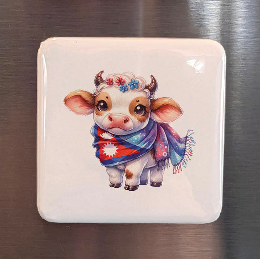 Nepal Asia Magnet | Sacred Cow Holy Animal of the Himalayan Kingdom | 2x2 | Made in Canada - PhiloPerse