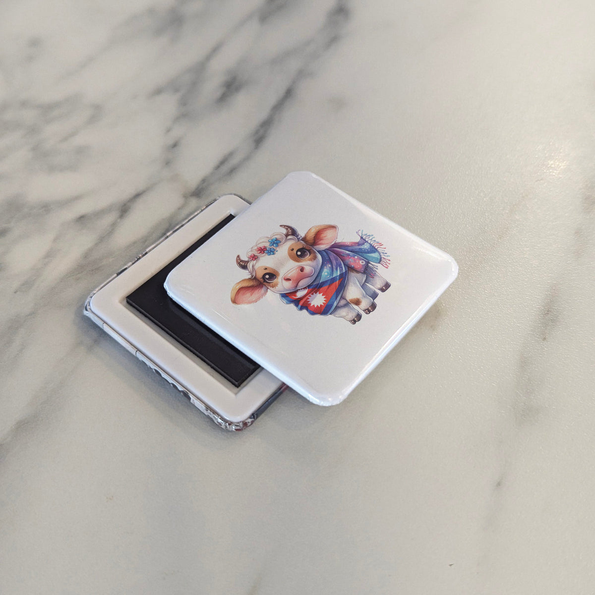 Nepal Asia Magnet | Sacred Cow Holy Animal of the Himalayan Kingdom | 2x2 | Made in Canada