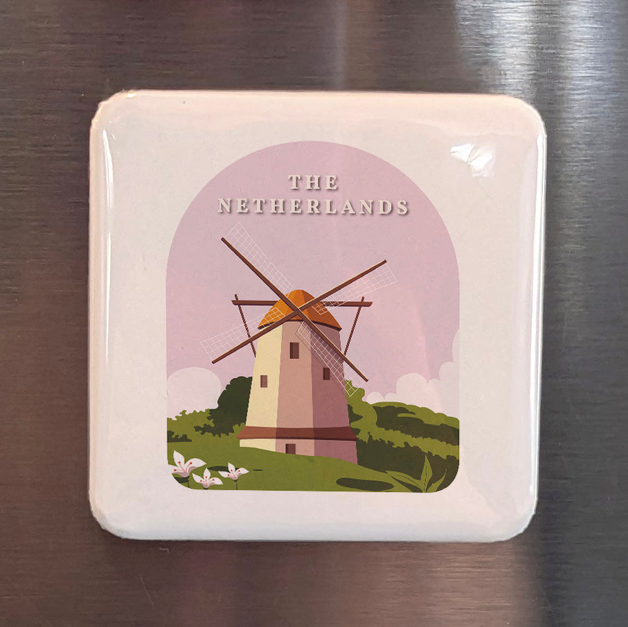 Netherlands Magnet | Land of Windmills, Tulips, and the Golden Age of the Lowlands | 2x2 | Made in Canada