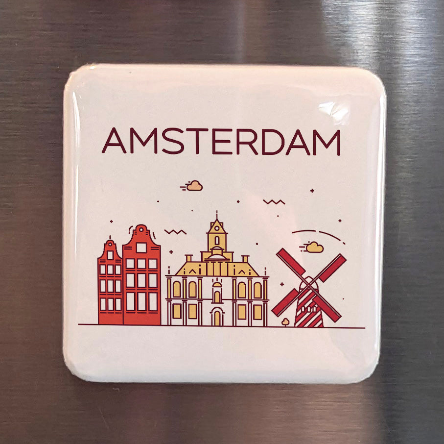 Amsterdam Netherlands Magnet | City of Canals and the Golden Age on the Amstel | 2x2 | Made in Canada