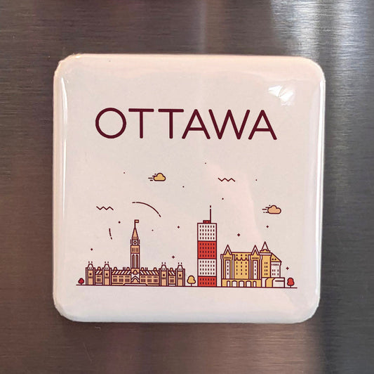 Ottawa Ontario Magnet | Peace Tower Skyline of the Capital | 2x2 | Made in Canada - PhiloPerse