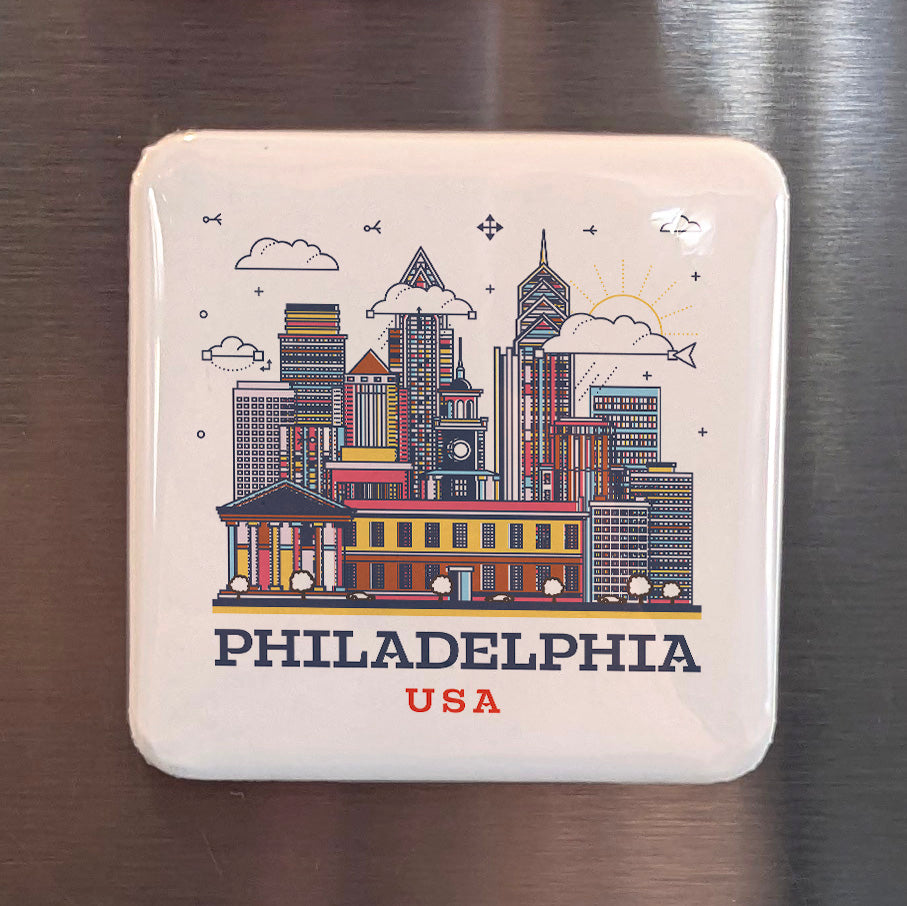 Philadelphia Pennsylvania Magnet | Philly Skyline | 2×2 | Made in Canada - PhiloPerse