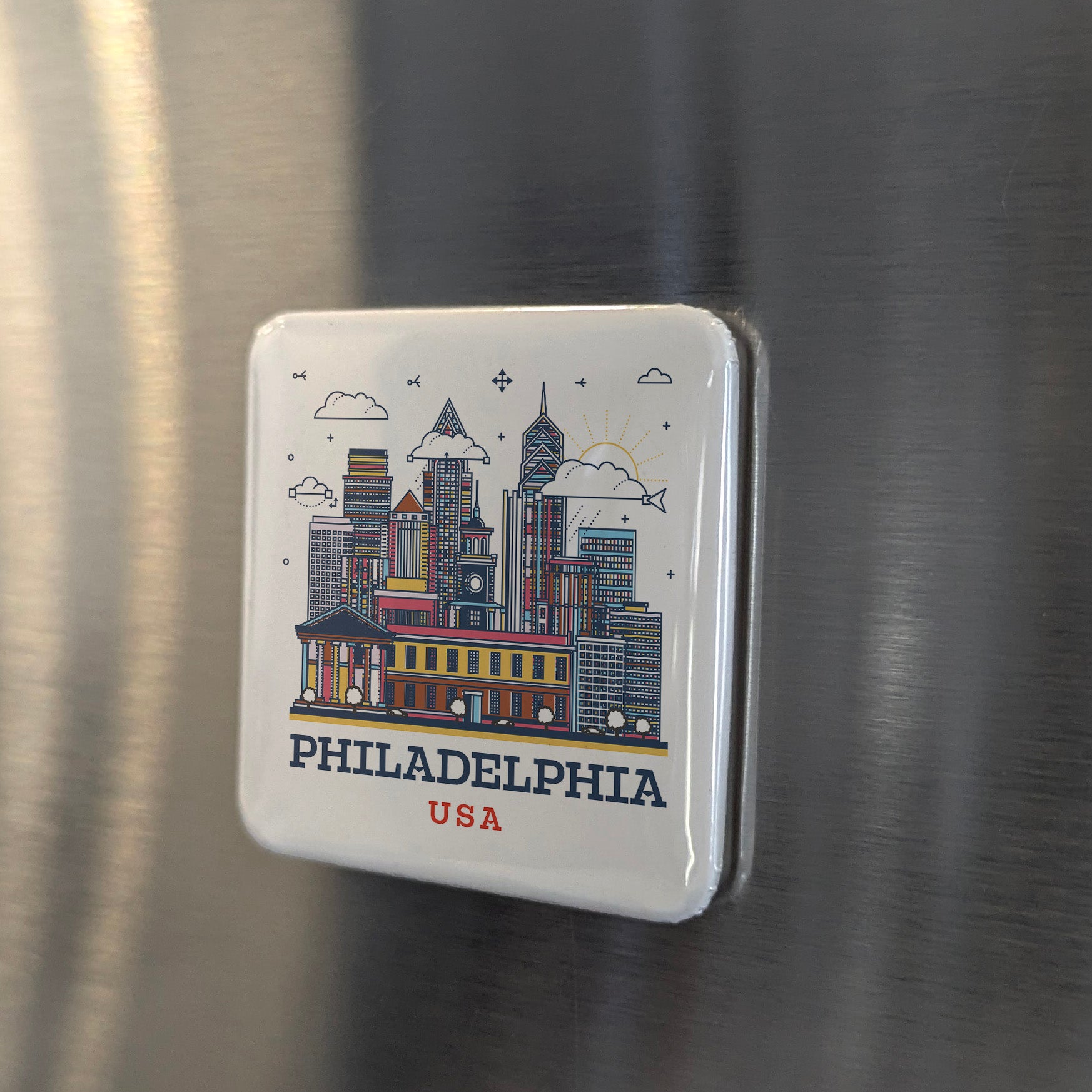 Philadelphia Pennsylvania Magnet | Philly Skyline | 2×2 | Made in Canada - PhiloPerse