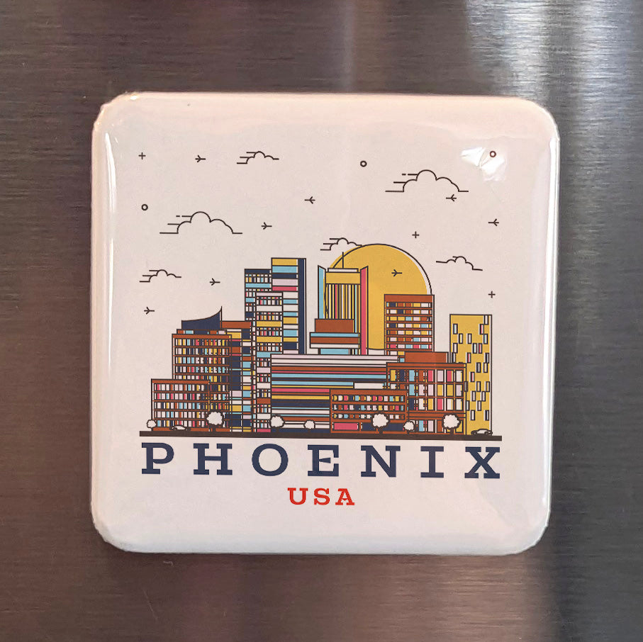 Phoenix Arizona Magnet | Phoenix Skyline | 2×2 | Made in Canada - PhiloPerse