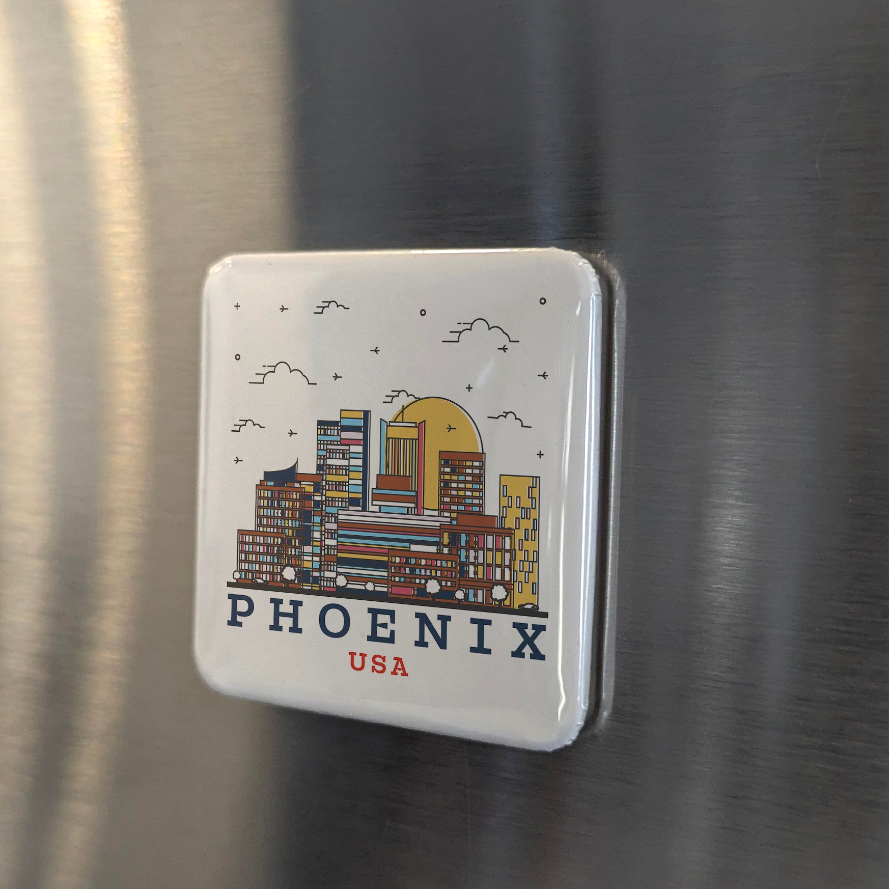 Phoenix Arizona Magnet | Phoenix Skyline | 2×2 | Made in Canada - PhiloPerse