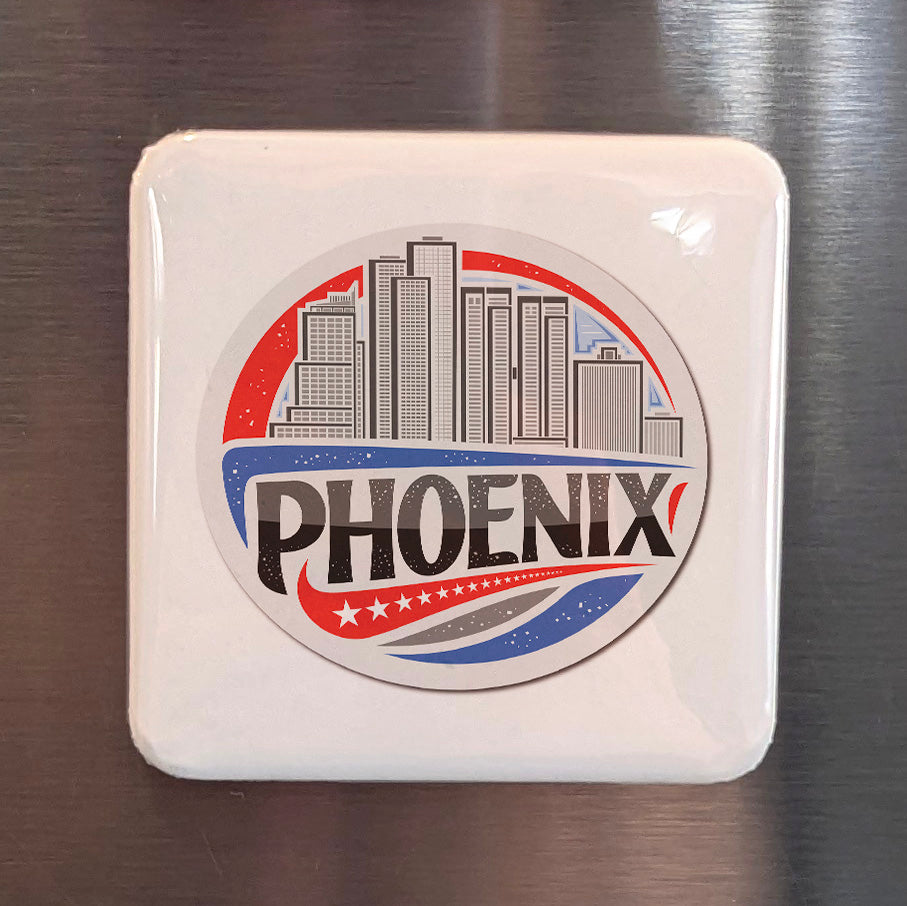 Phoenix Arizona Magnet | Patriot City Globe | 2×2 | Made in Canada - PhiloPerse