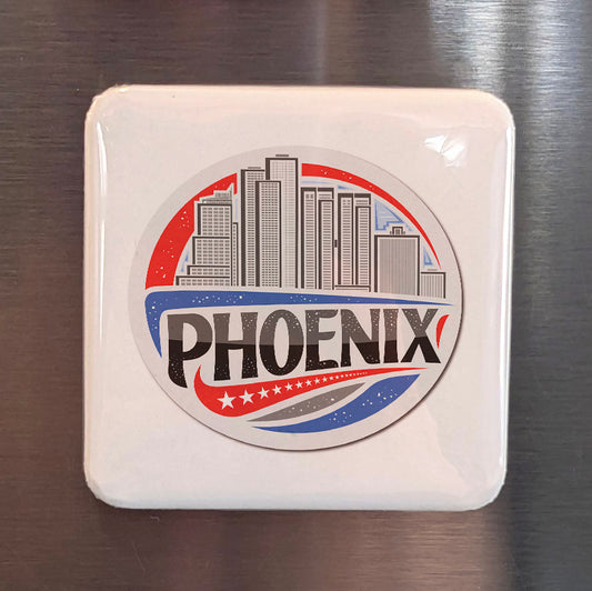 Phoenix Arizona Magnet | Patriot City Globe | 2×2 | Made in Canada - PhiloPerse