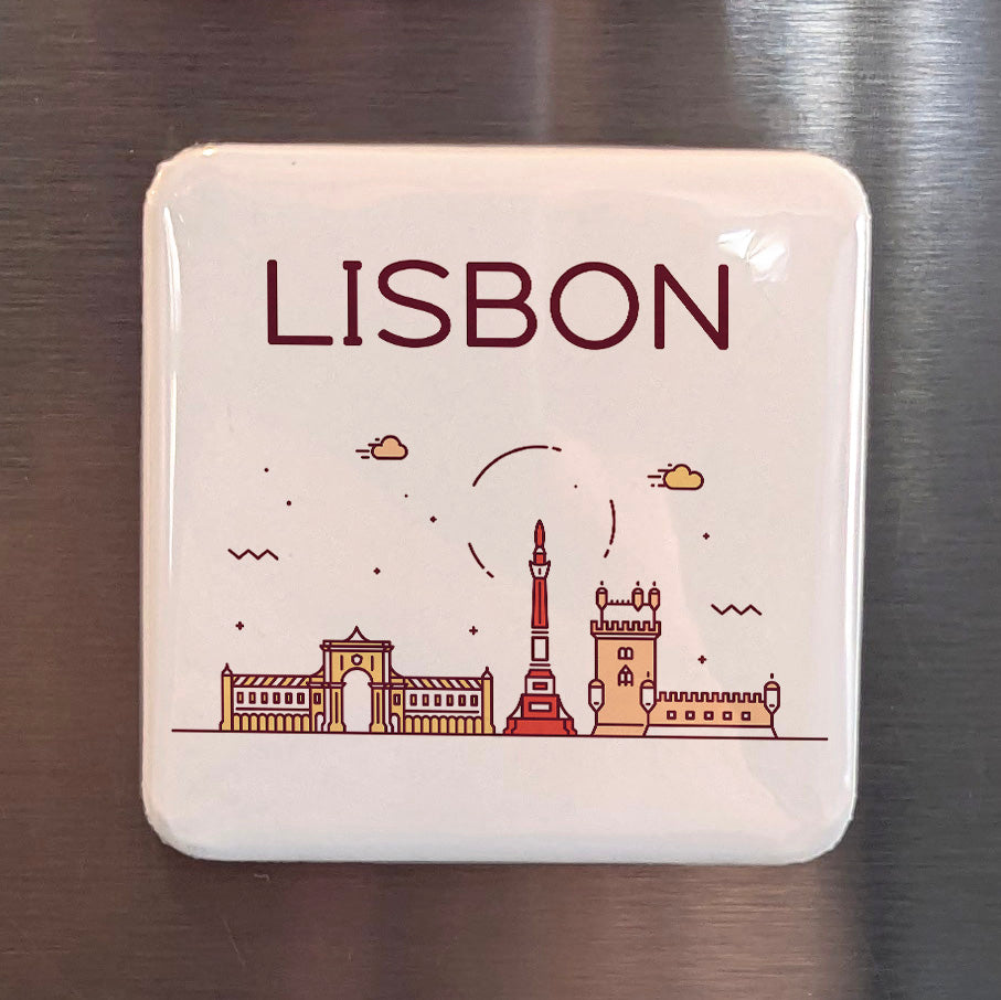 Lisbon Portugal Magnet | Tagus Skyline of the Belem Tower and Bridge of 25 April | 2x2 | Made in Canada