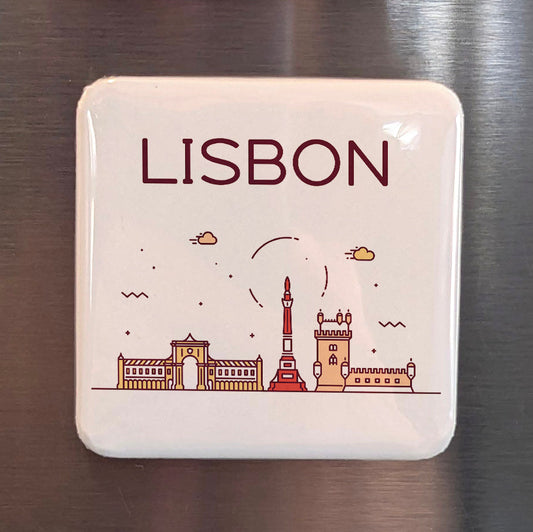 Lisbon Portugal Magnet | Tagus Skyline of the Belem Tower and Bridge of 25 April | 2x2 | Made in Canada - PhiloPerse