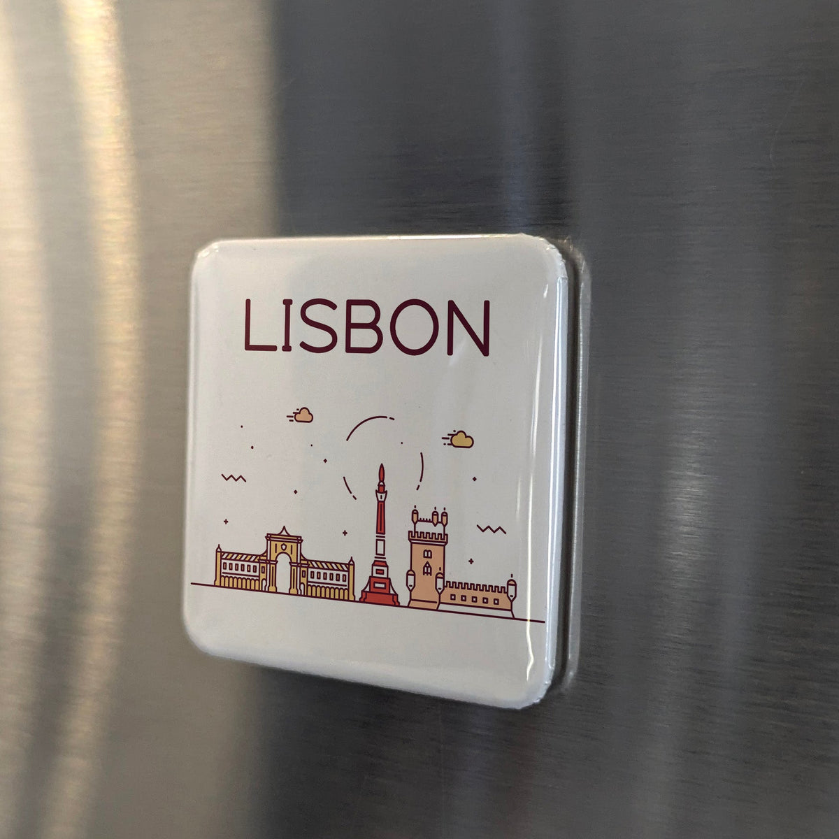 Lisbon Portugal Magnet | Tagus Skyline of the Belem Tower and Bridge of 25 April | 2x2 | Made in Canada