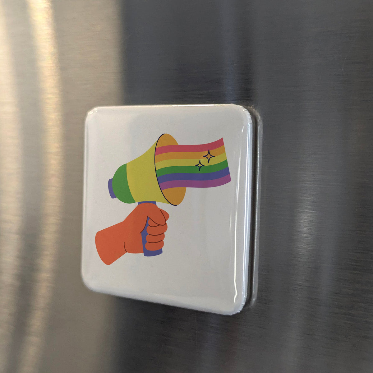 Pride Speaker Magnet | Amplifying LGBTQ2S+ Voices of the Rainbow Community | 2x2 | Made in Canada