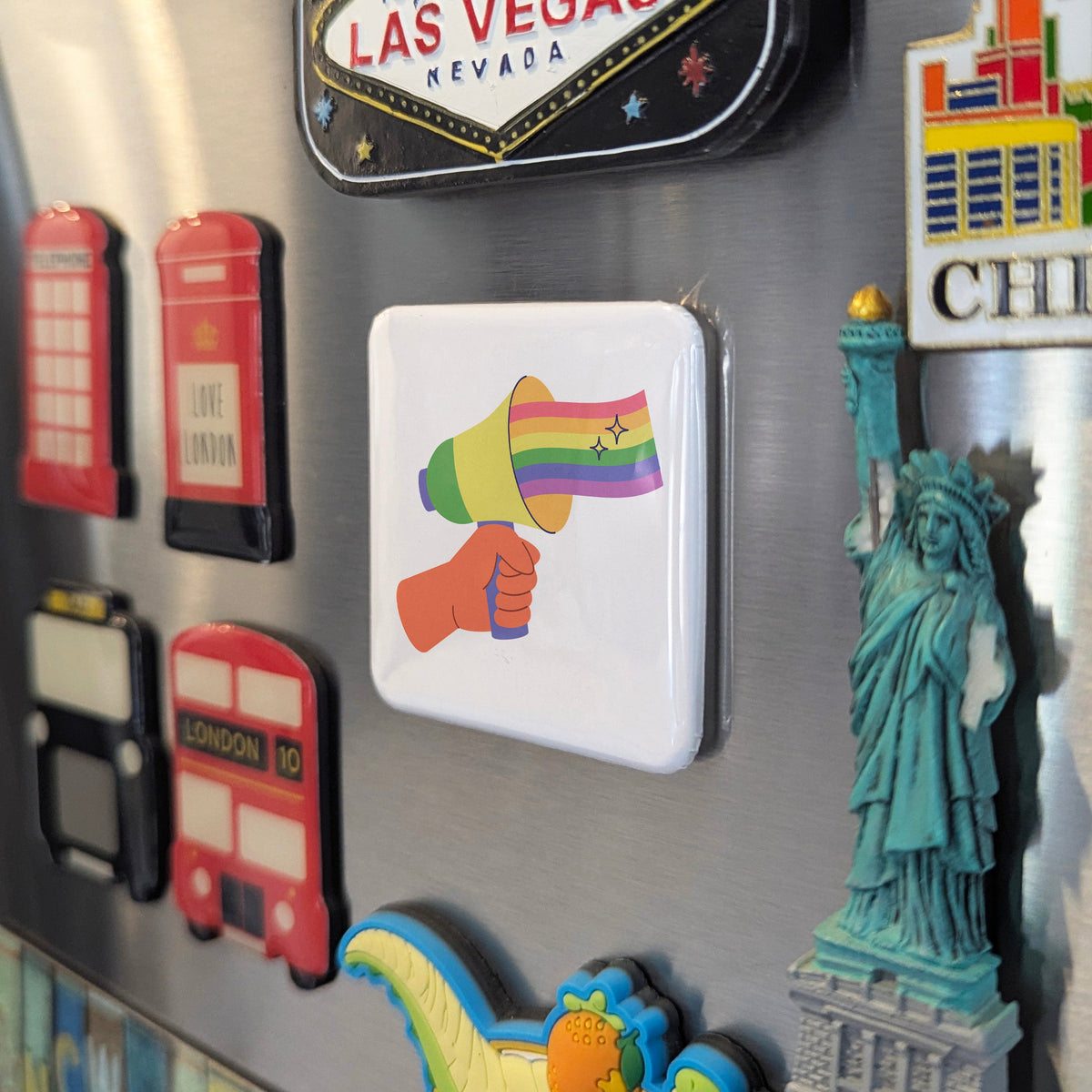 Pride Speaker Magnet | Amplifying LGBTQ2S+ Voices of the Rainbow Community | 2x2 | Made in Canada