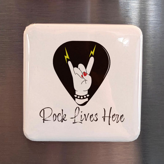 Rock Lives Here Fridge Magnet - PhiloPerse