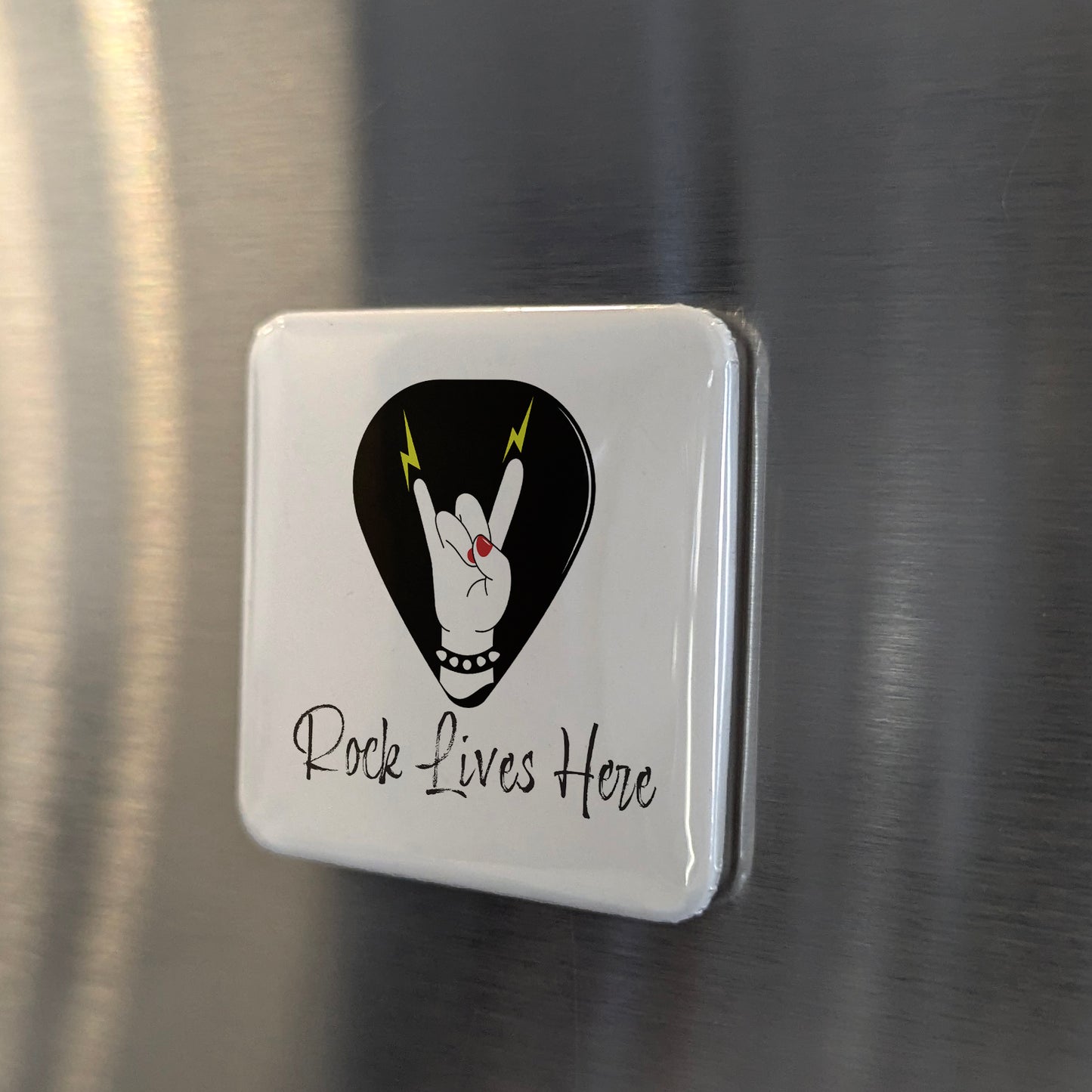 Rock Lives Here Fridge Magnet - PhiloPerse