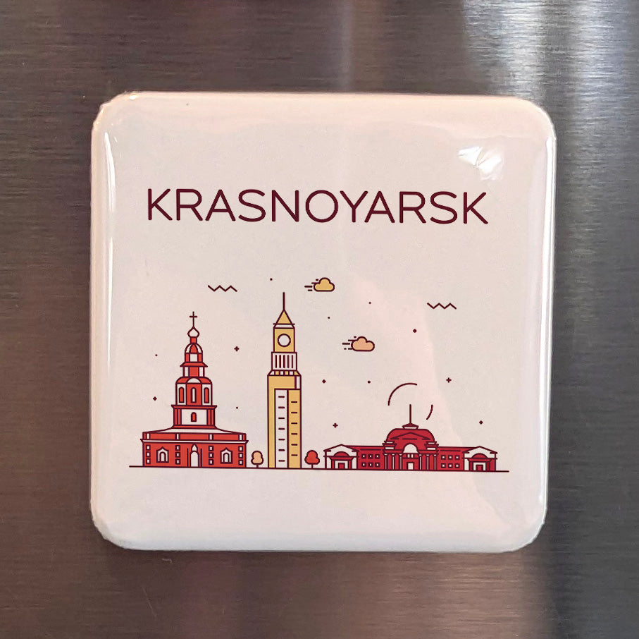 Krasnoyarsk Russia Asia Magnet | Siberian Giant on the Yenisei River | 2x2 | Made in Canada