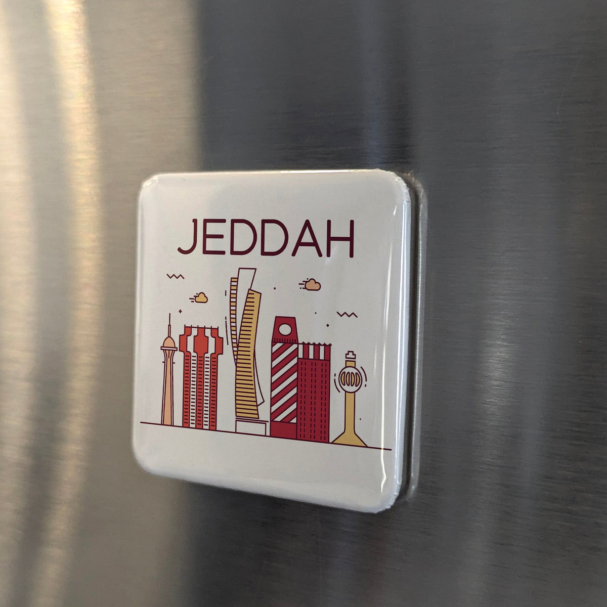 Aimant Djeddah Arabie Saoudite Asie | Porte d'entrée de la Mecque sur la côte de la mer Rouge | 2x2 | Fabriqué au Canada