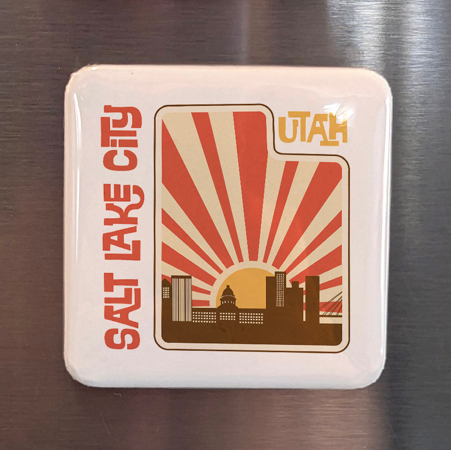 Imán de Salt Lake City, Utah | Amanecer en Salt Lake | 2×2 | Hecho en Canadá
