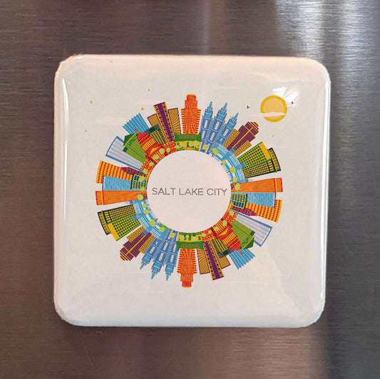 Salt Lake City Utah Magnet | Salt Lake City Skyline | 2×2 | Made in Canada - PhiloPerse