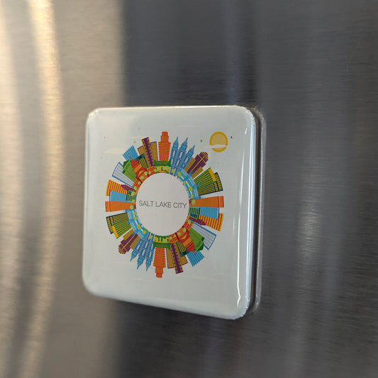 Salt Lake City Utah Magnet | Salt Lake City Skyline | 2×2 | Made in Canada - PhiloPerse