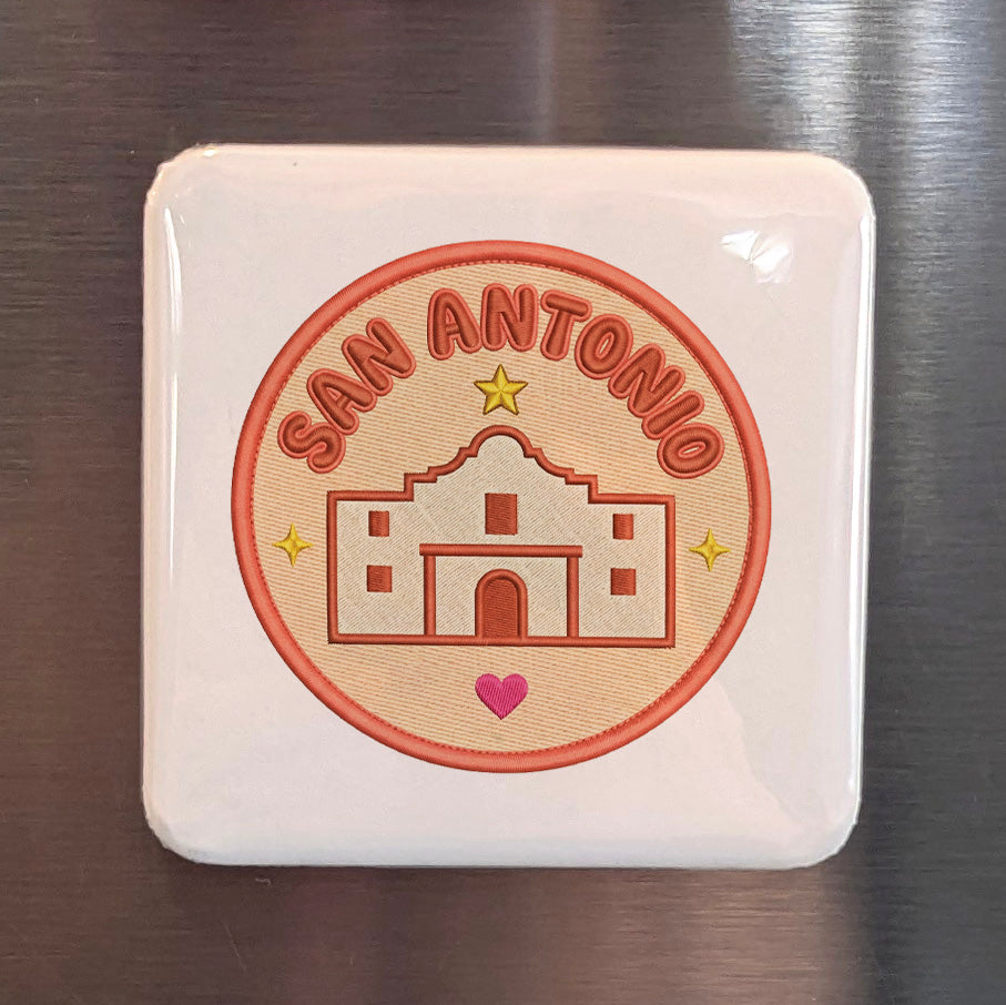 Imán de San Antonio Texas | Recuerda el Álamo | 2×2 | Hecho en Canadá