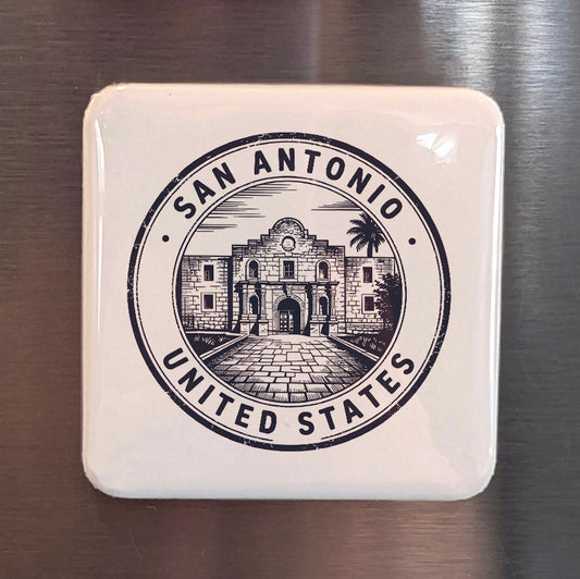 San Antonio Texas Magnet | Alamo City Stamp | 2×2 | Made in Canada - PhiloPerse