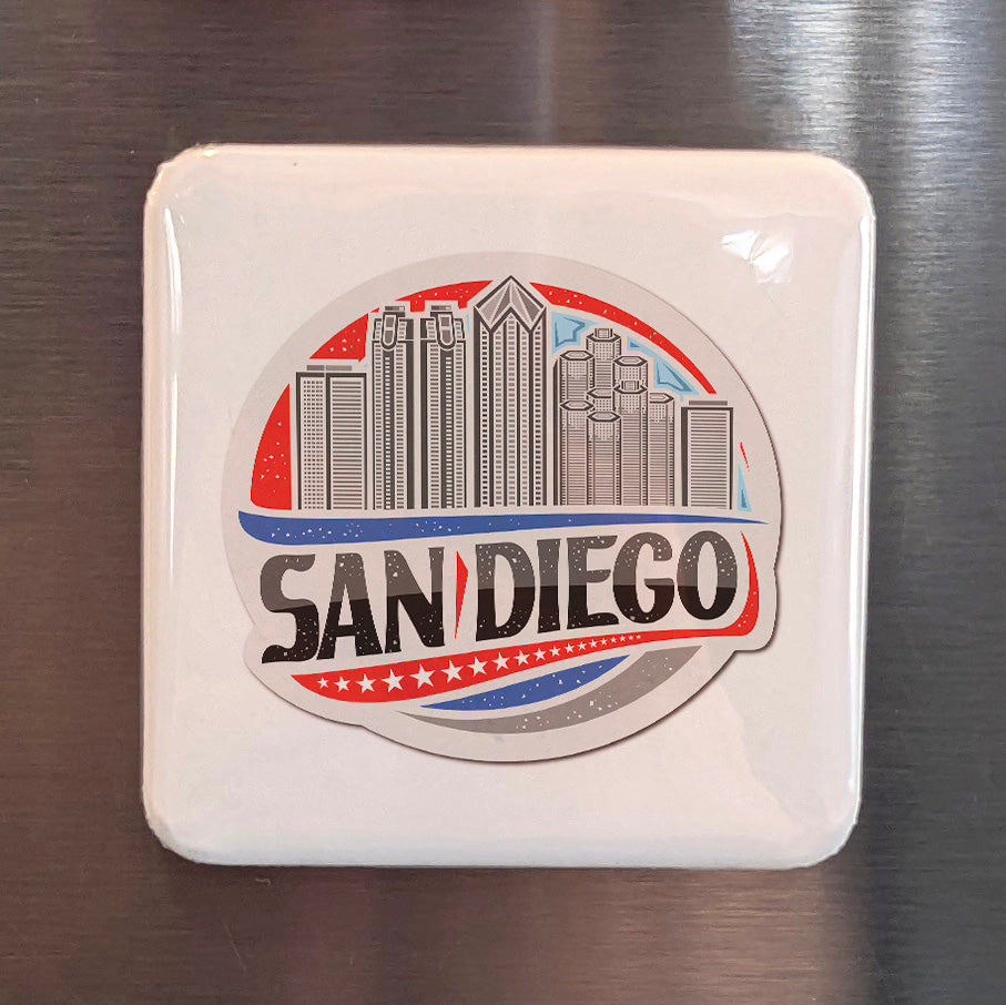 San Diego California Magnet | Patriot City Globe | 2×2 | Made in Canada - PhiloPerse