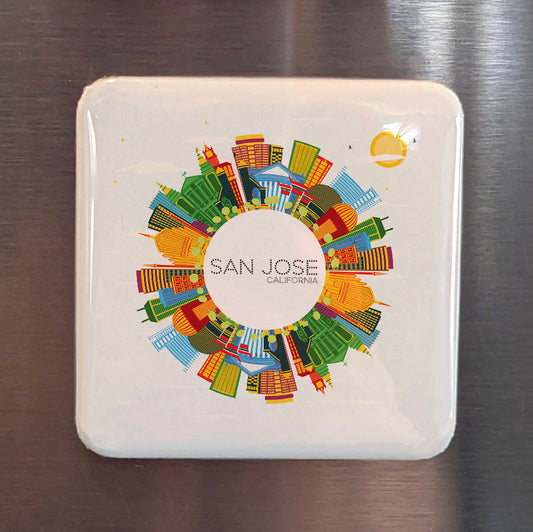 San Jose California Magnet | San Jose Skyline | 2×2 | Made in Canada - PhiloPerse