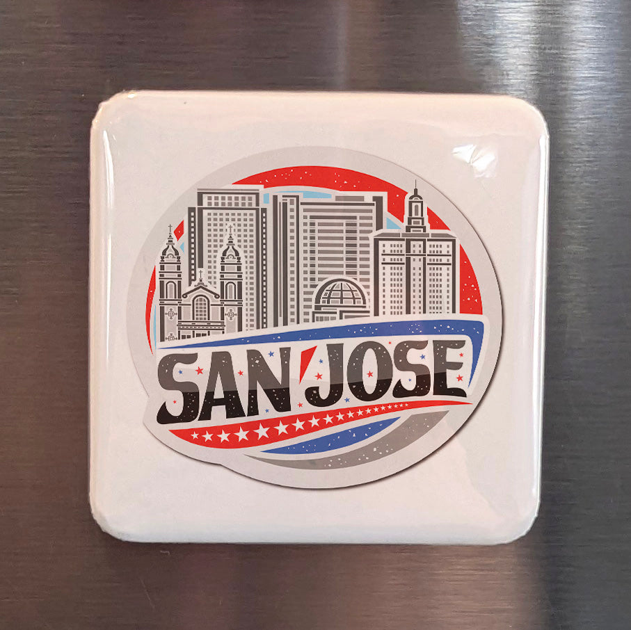 San Jose California Magnet | Patriot City Globe | 2×2 | Made in Canada - PhiloPerse