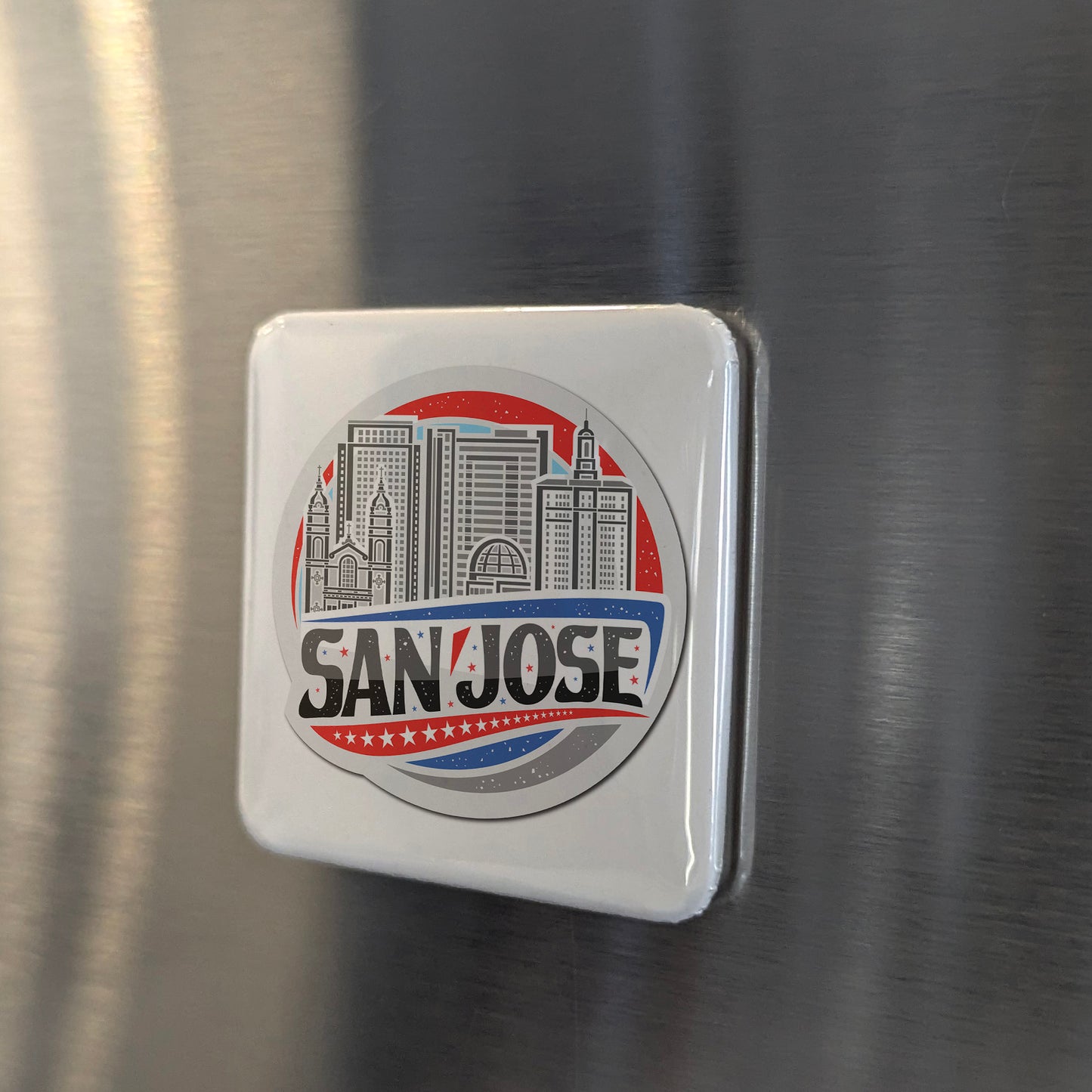 San Jose California Magnet | Patriot City Globe | 2×2 | Made in Canada - PhiloPerse