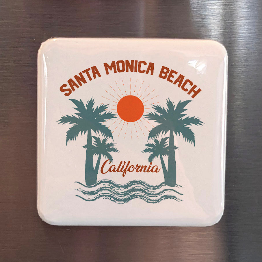 Santa Monica Beach California Magnet | Pacific Palms | 2×2 | Made in Canada - PhiloPerse