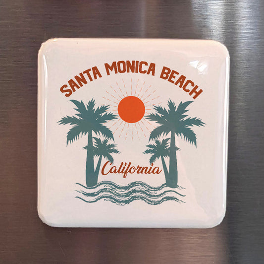 Santa Monica Beach California Magnet | Pacific Palms | 2×2 | Made in Canada - PhiloPerse