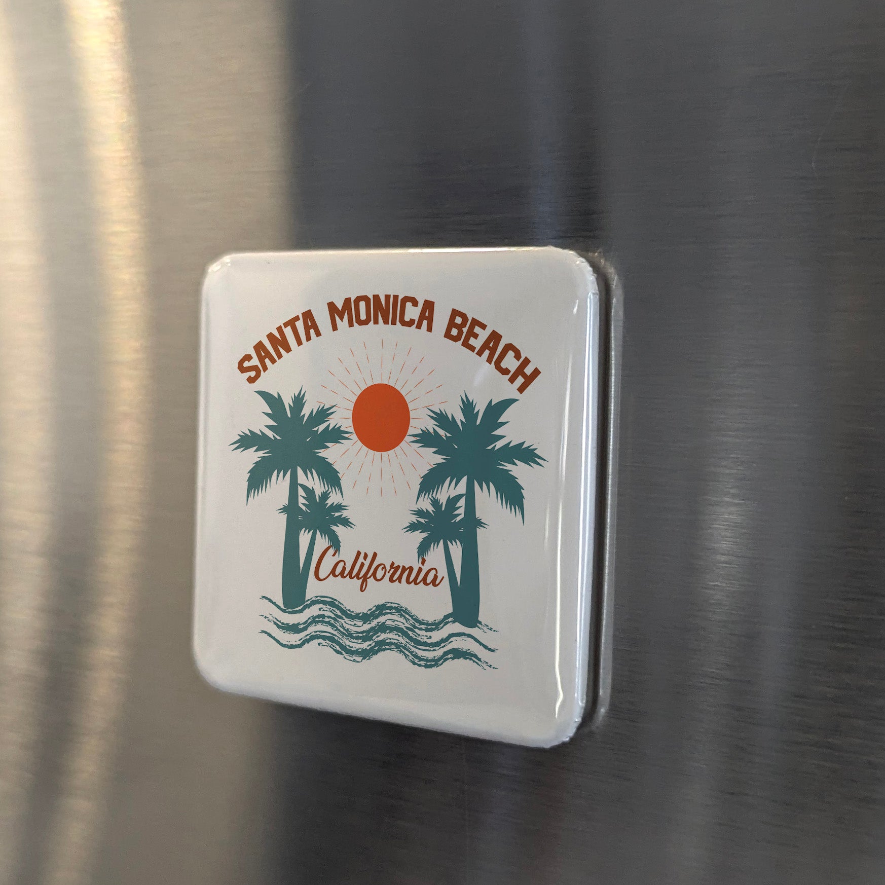 Santa Monica Beach California Magnet | Pacific Palms | 2×2 | Made in Canada - PhiloPerse