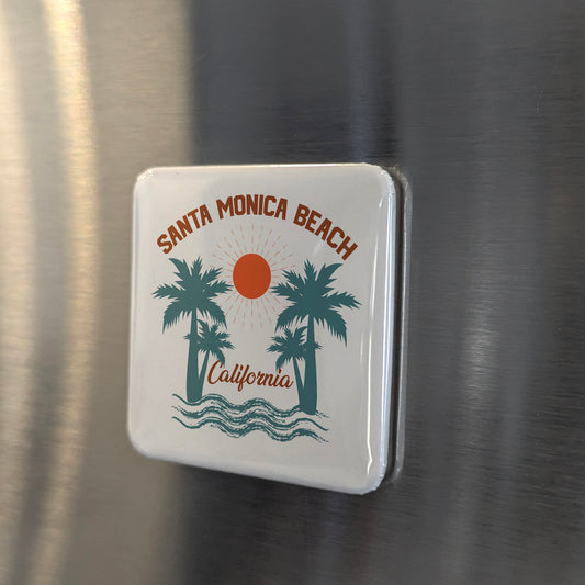 Santa Monica Beach California Magnet | Pacific Palms | 2×2 | Made in Canada - PhiloPerse