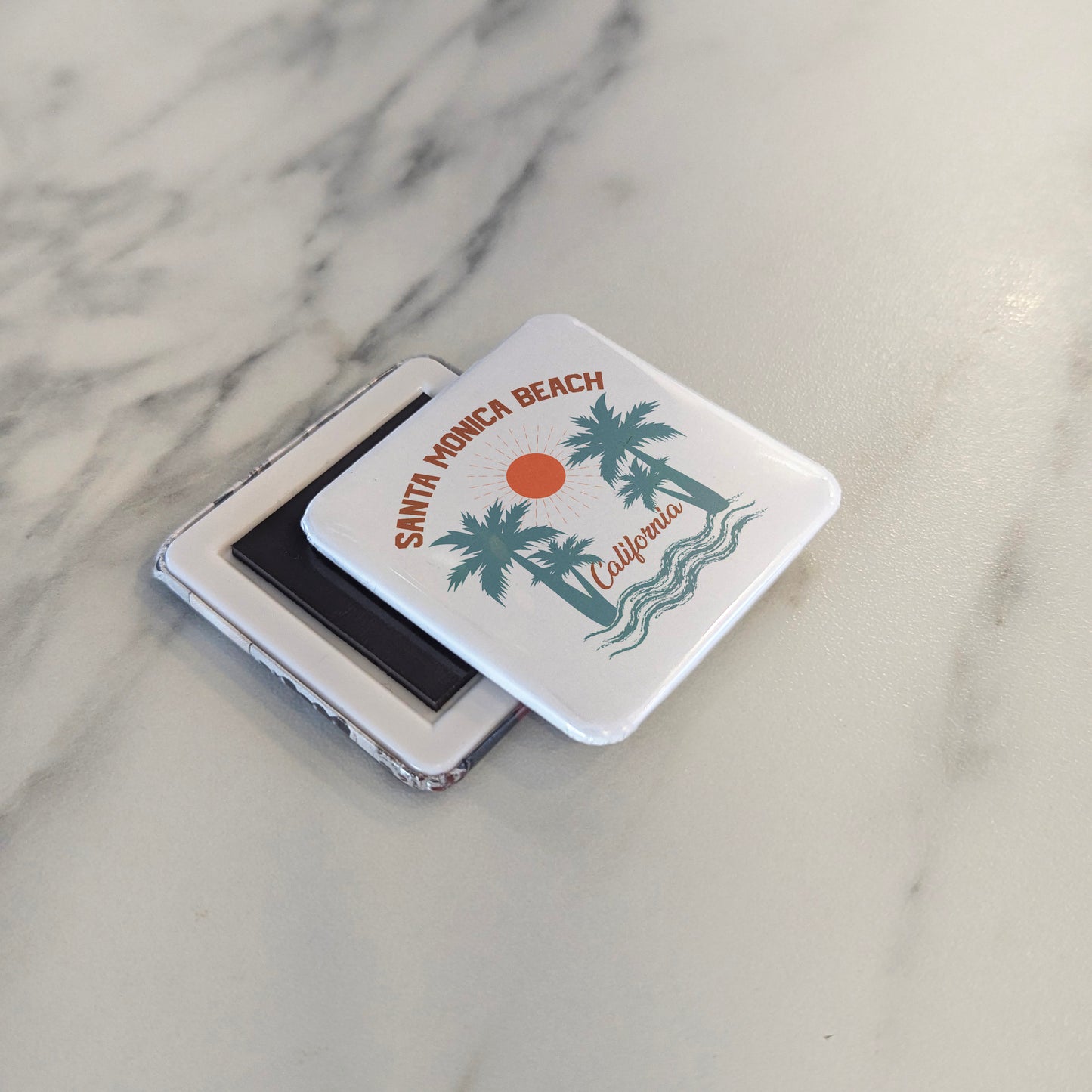 Santa Monica Beach California Magnet | Pacific Palms | 2×2 | Made in Canada - PhiloPerse