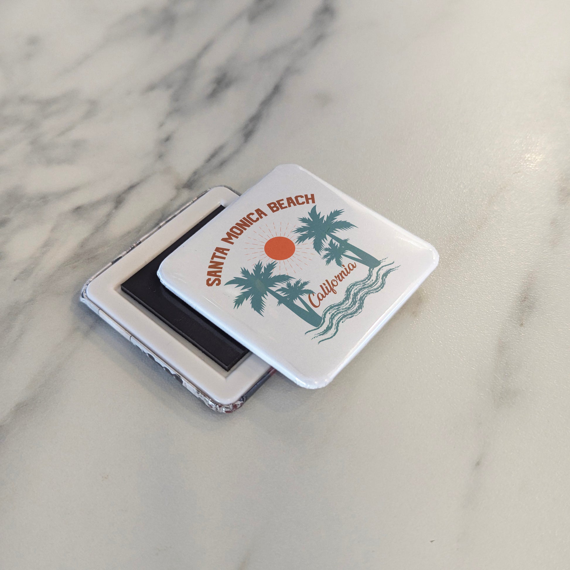 Santa Monica Beach California Magnet | Pacific Palms | 2×2 | Made in Canada - PhiloPerse