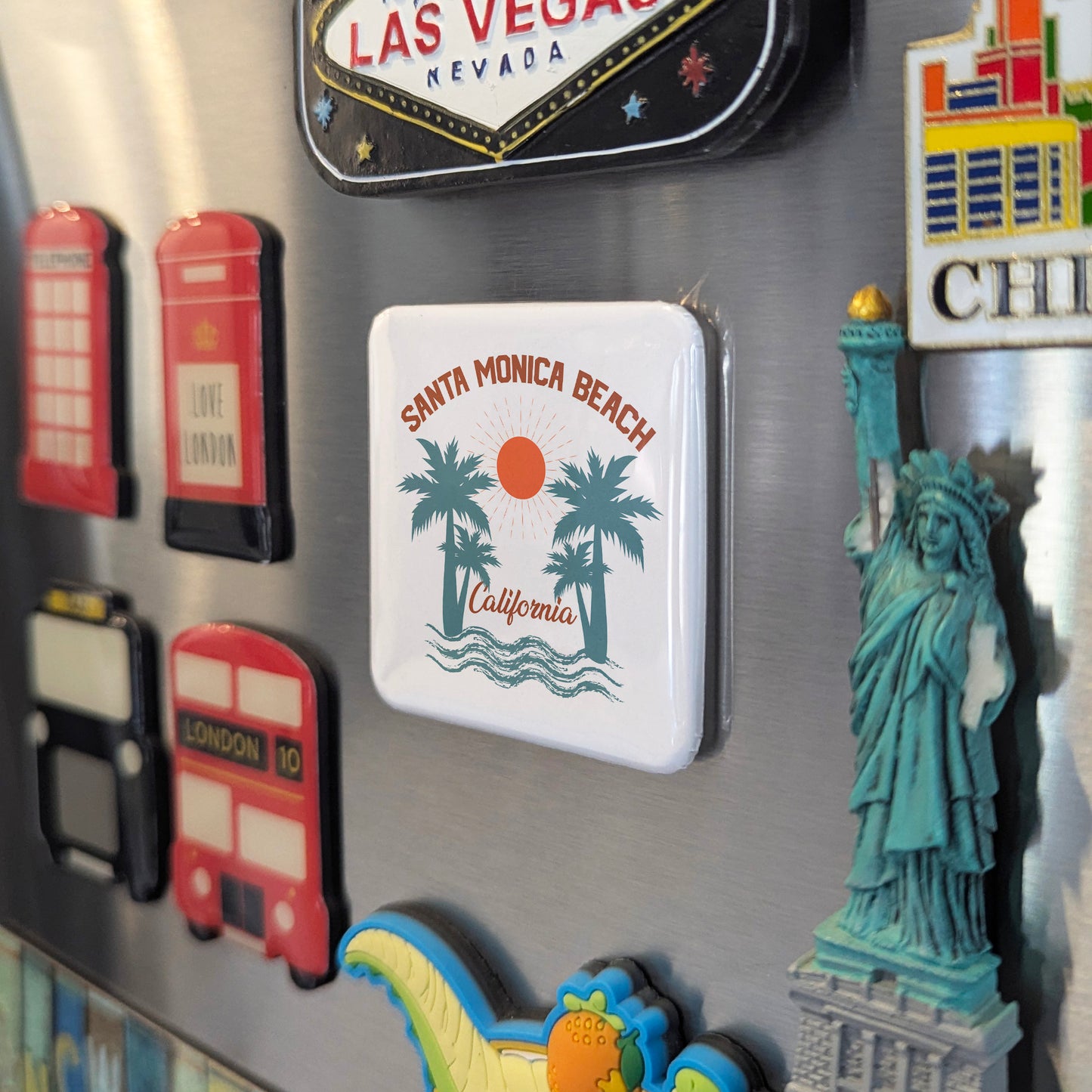 Santa Monica Beach California Magnet | Pacific Palms | 2×2 | Made in Canada - PhiloPerse
