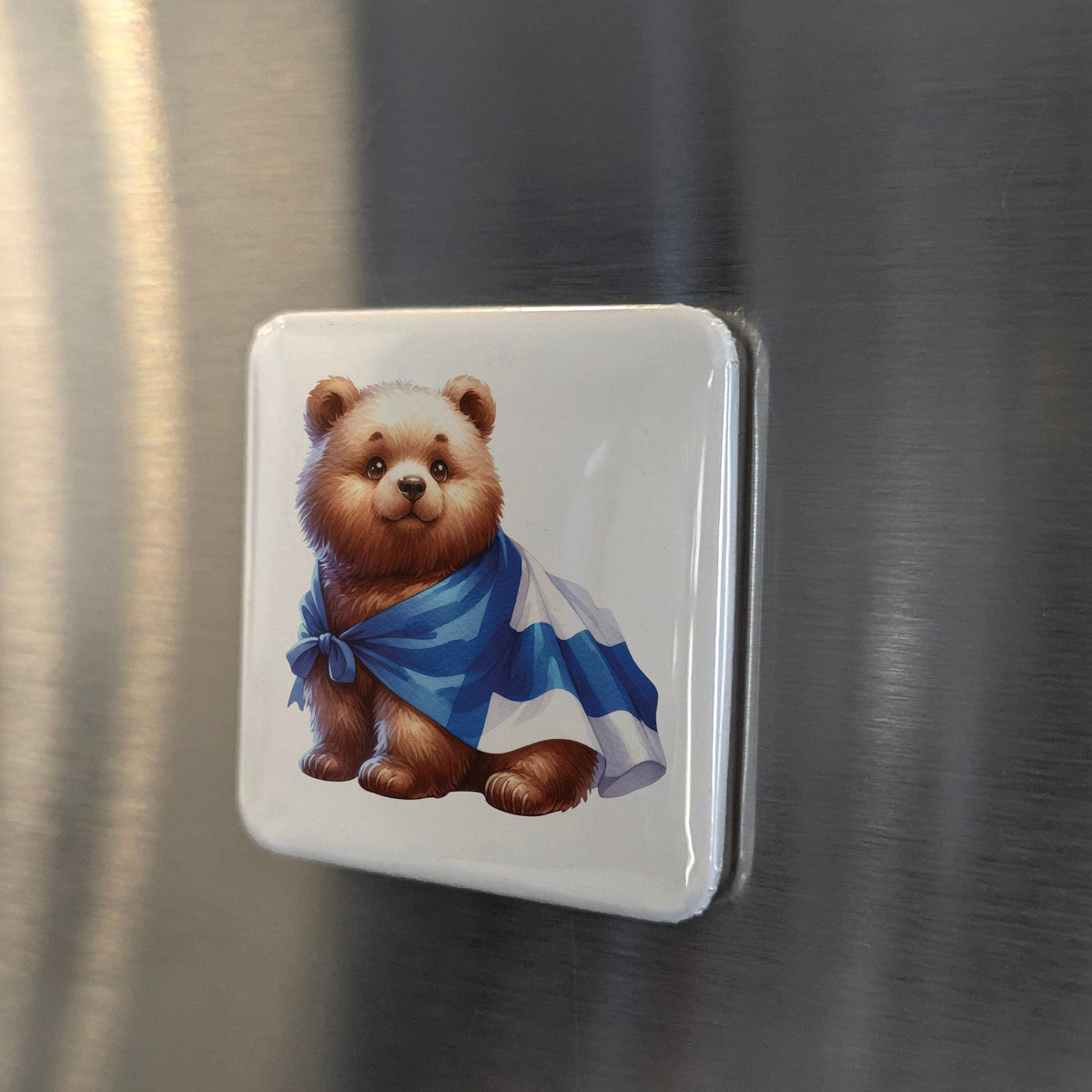 Scotland Magnet | Scottish Bear and the Saltire of the Ancient Kingdom of Alba | 2x2 | Made in Canada