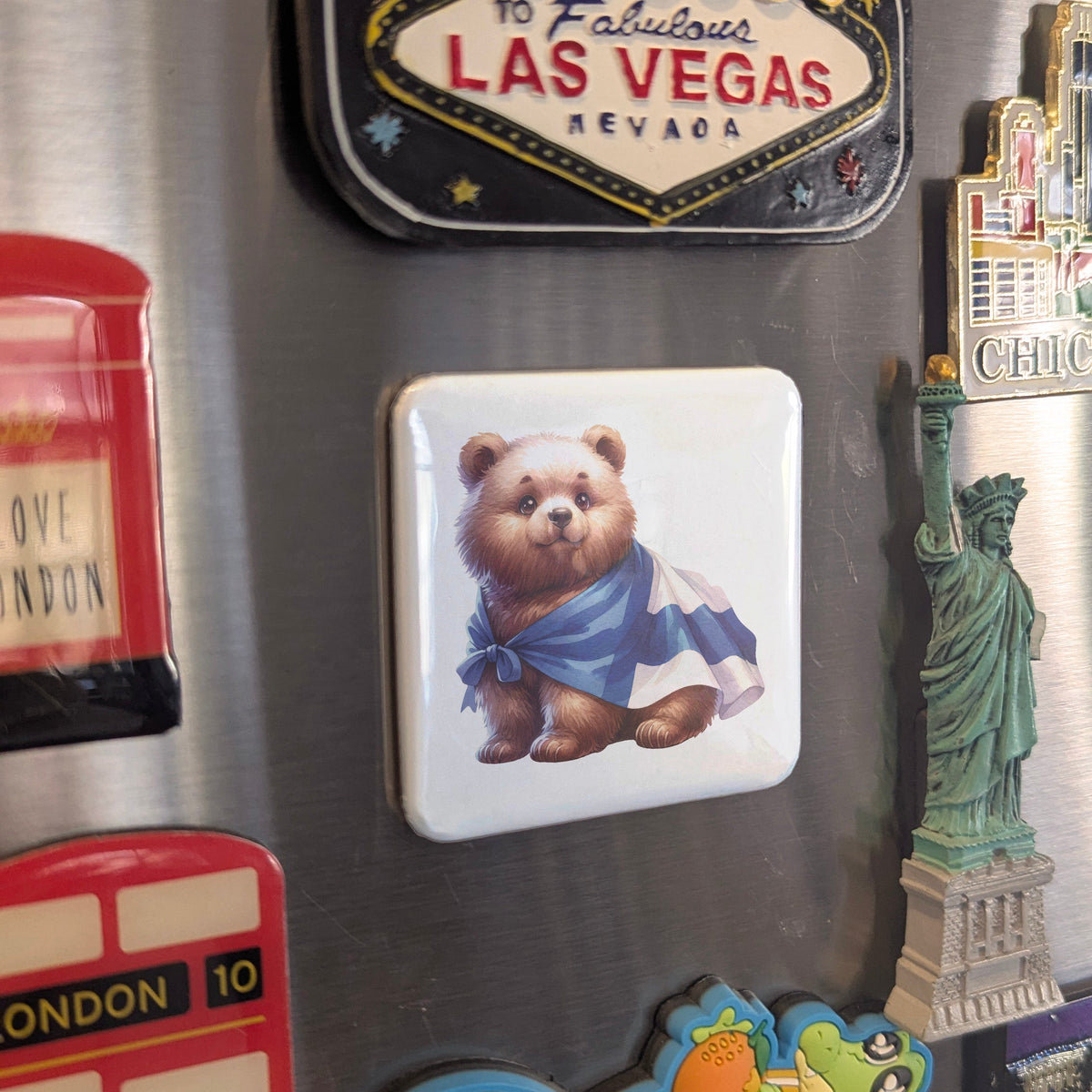Scotland Magnet | Scottish Bear and the Saltire of the Ancient Kingdom of Alba | 2x2 | Made in Canada
