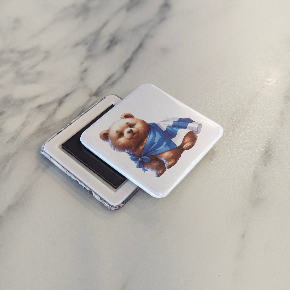 Scotland Magnet | Scottish Bear and the Saltire of the Ancient Kingdom of Alba | 2x2 | Made in Canada