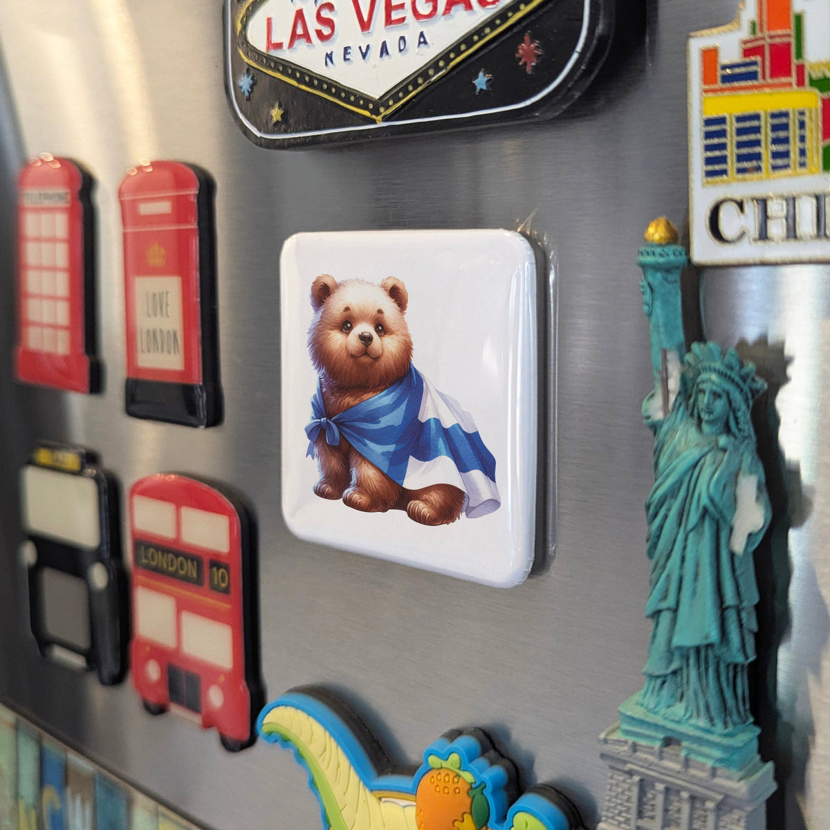 Scotland Magnet | Scottish Bear and the Saltire of the Ancient Kingdom of Alba | 2x2 | Made in Canada