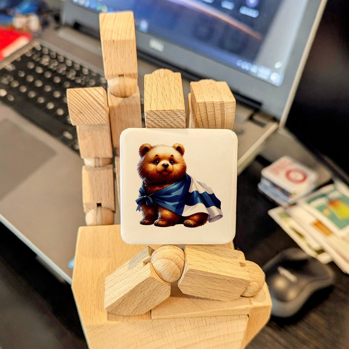 Scotland Magnet | Scottish Bear and the Saltire of the Ancient Kingdom of Alba | 2x2 | Made in Canada