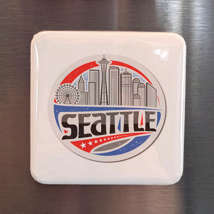 Seattle Washington Magnet | Rain City | 2×2 | Made in Canada - PhiloPerse
