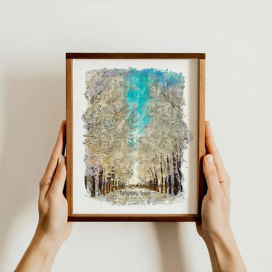 Tehran Snowy Boulevard, Iran, Art Print | 8×10 | Made in Canada - PhiloPerse