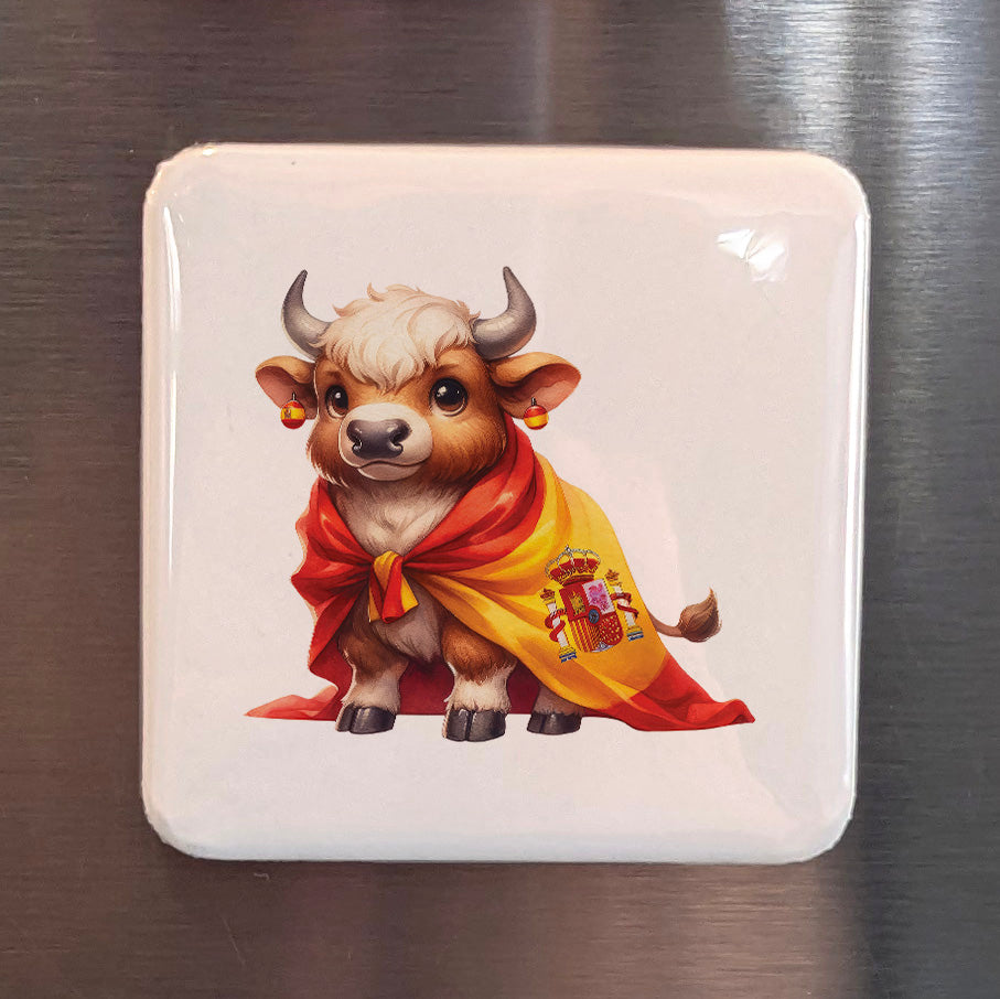 Spain Magnet | Toro Bravo on the Spanish Flag and the Soul of Iberian Tradition | 2x2 | Made in Canada